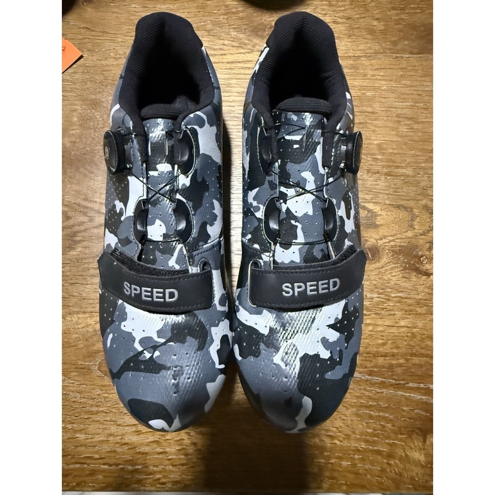 Speed Men's Road Cycling Shoes Camouflage Black 9.5 US 3-Bolt Adjustable